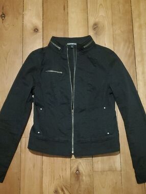 Express Women's Black Zip-Up Moto Jacket